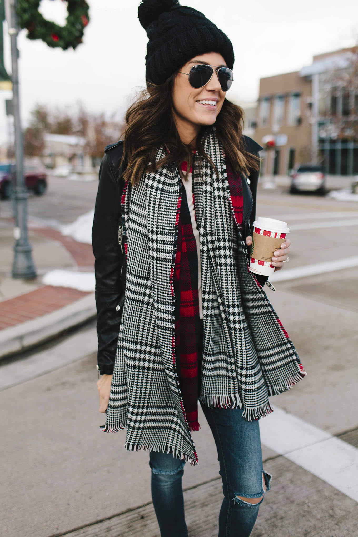 plaid reversible scarf