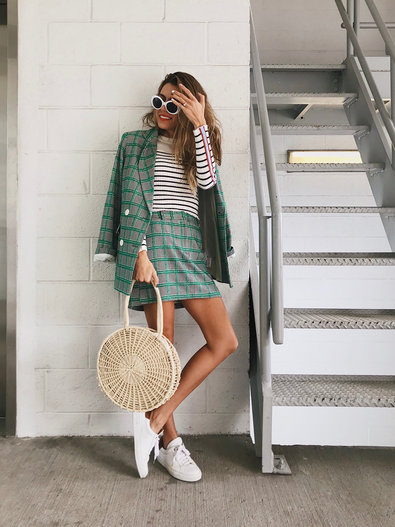 green plaid blazer