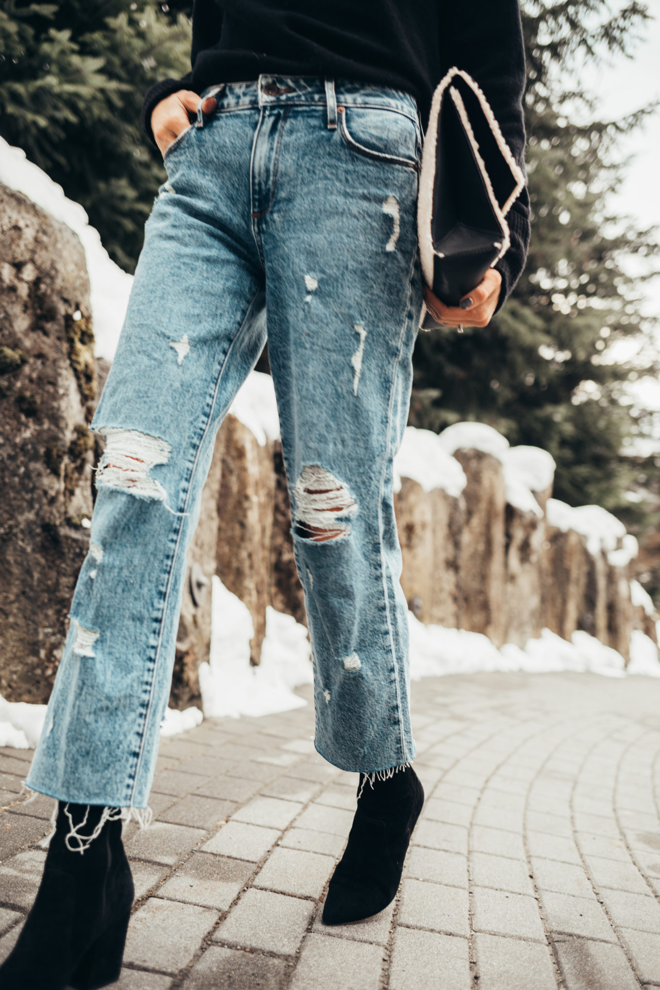 distressed mom jeans