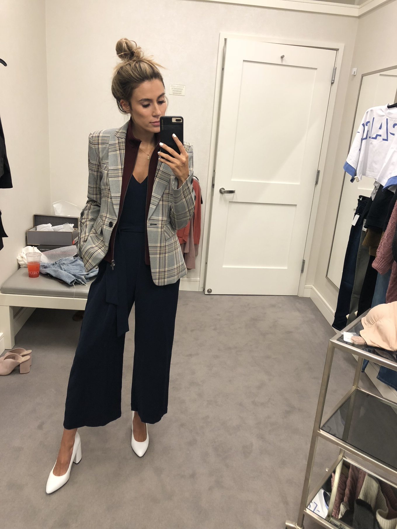 jumpsuit and blazer