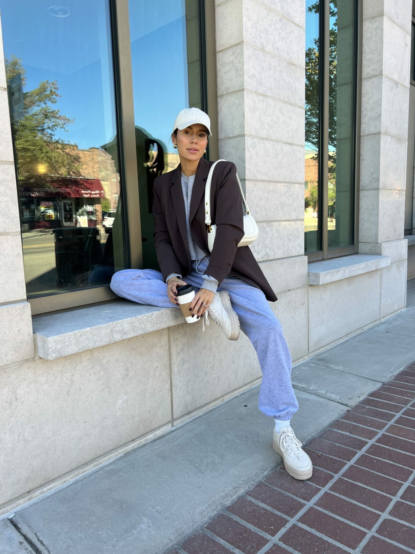 brown blazer and sweatset