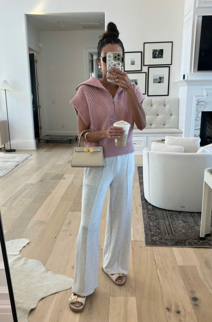 Christine Andrew in a spring outfit from Varley