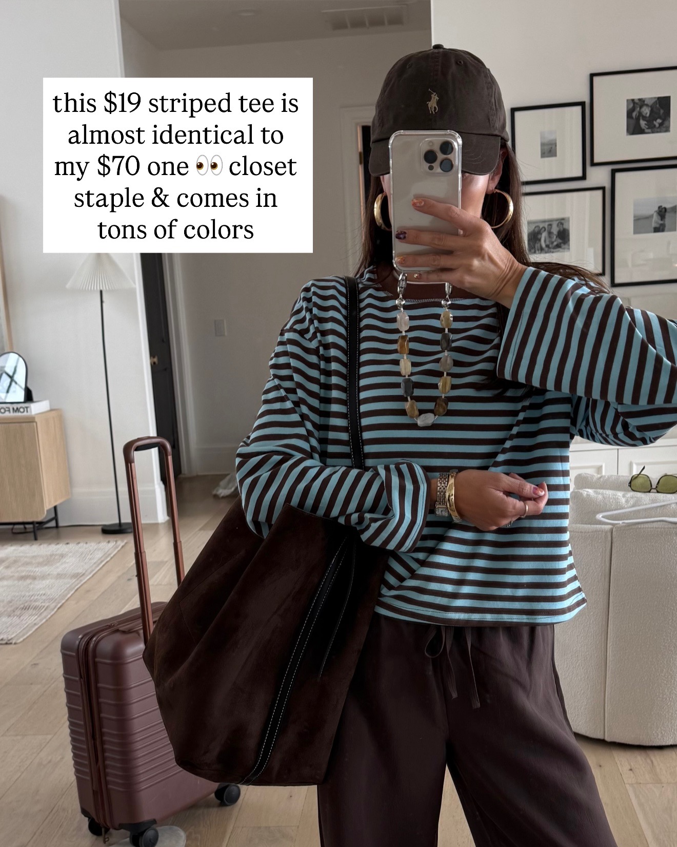 christine andrew in a striped shirt from amazon